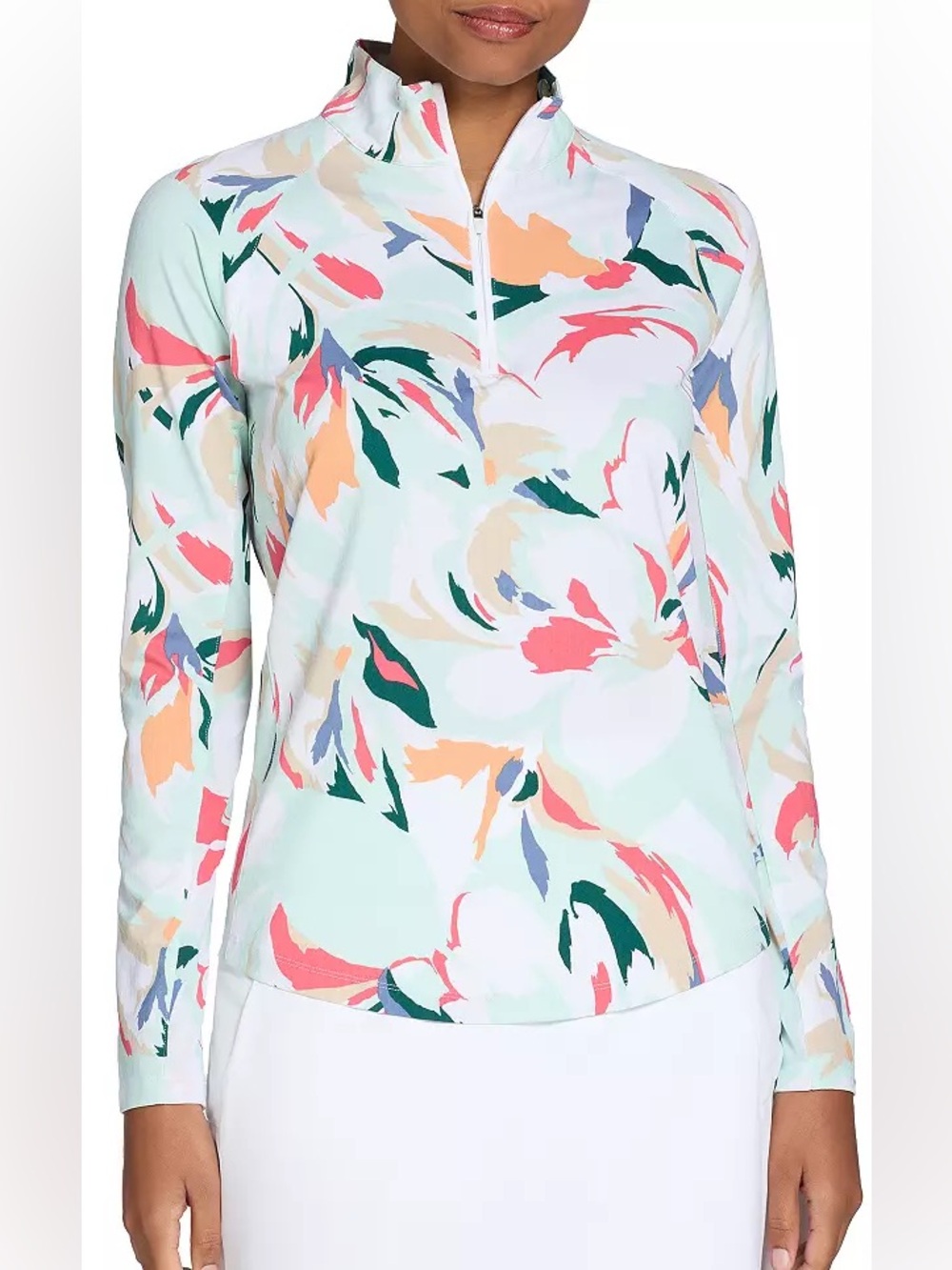 NWT Walter Hagen Performance 11 UV Suncover 1/4 Zip | Artistic Floral Mint | XS
